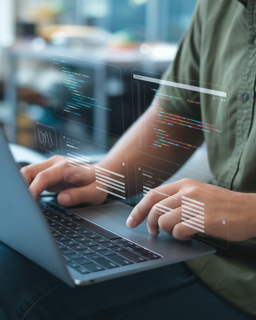 Developer using AI-powered test automation tools