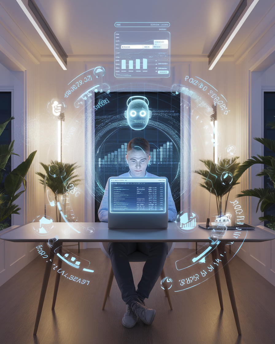 Person with AI assistant planning finances