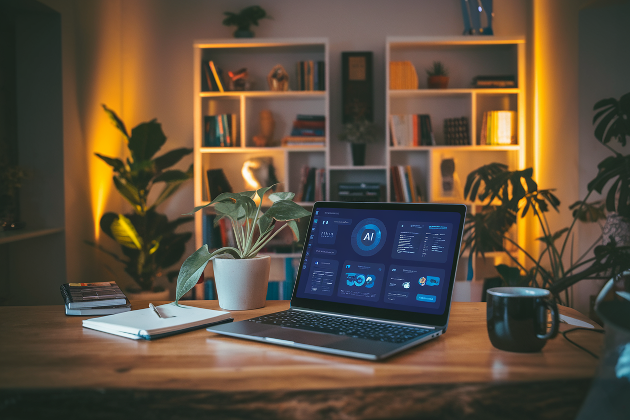 AI side hustle with no experience home office workspace