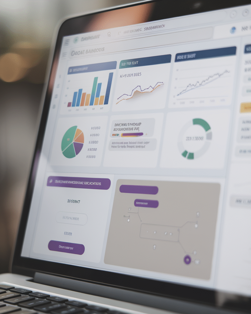 AI tool dashboard interface on laptop screen.