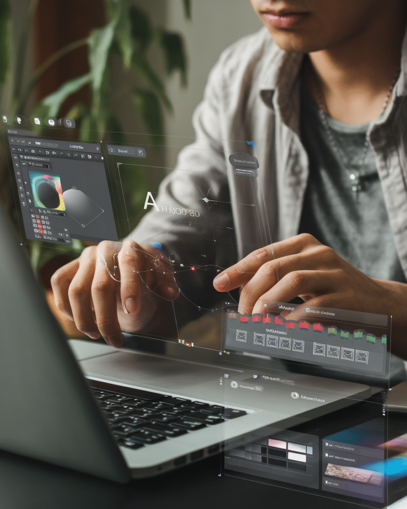 Person using AI graphic design tool.