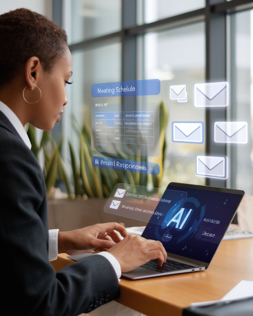 Person using AI to organize inbox and calendar