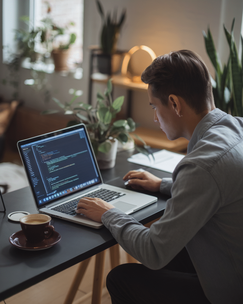“Entrepreneur using AI agent for productivity”