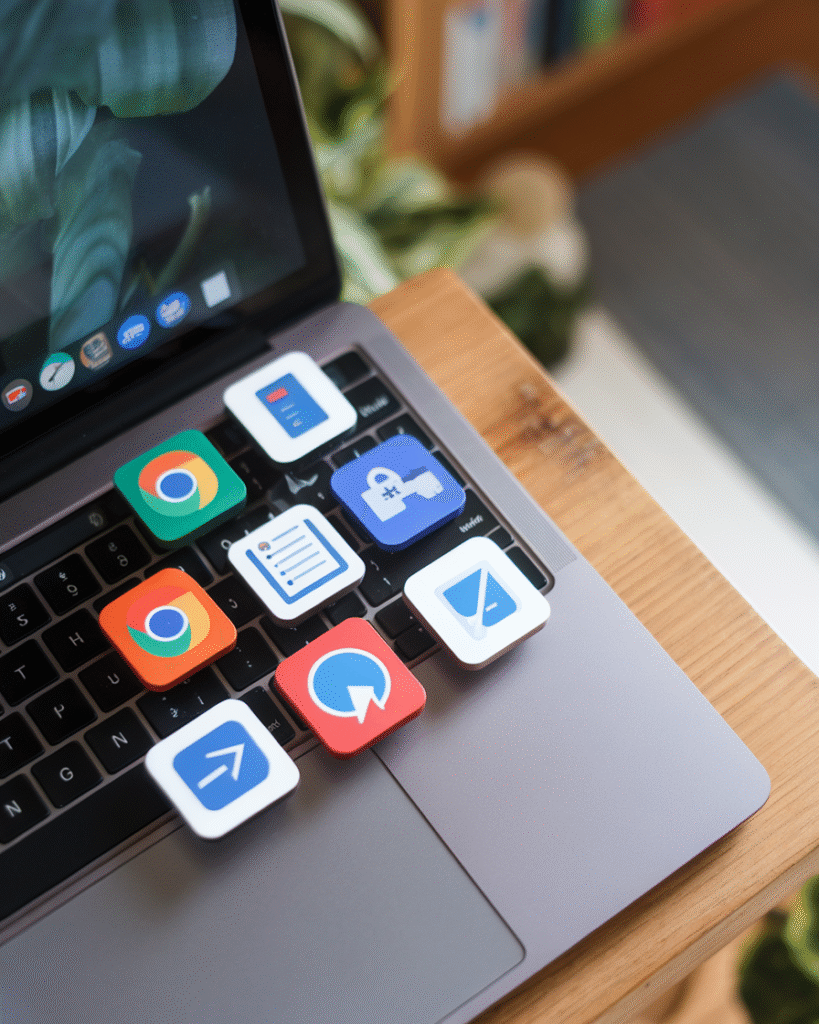 Top AI Chrome extensions icons layout