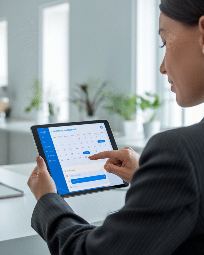 Professional using AI planner to manage daily tasks in 2025